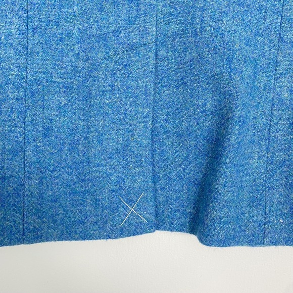 Talbots Blazer Womens 16 Petite Blue Wool Herringbone Tweed Lined Jacket Office - Picture 6 of 15